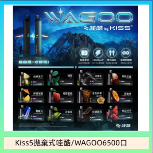 WAGOO哇酷Kiss5 6500口拋棄式 | 自由混搭雙口味 | 雙芯組合